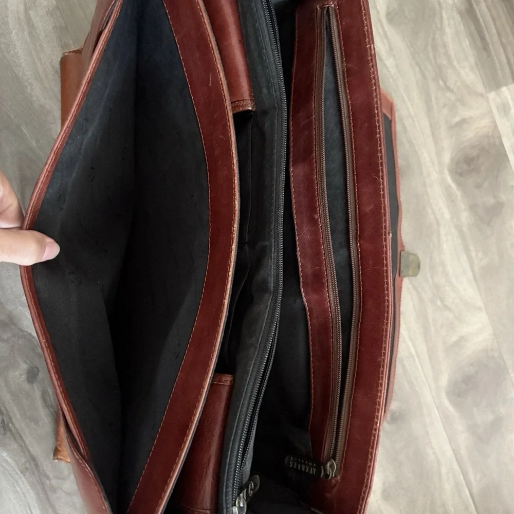 Avenues America‎ Vintage Leather Briefcase Portfolio Messenger Bag brown